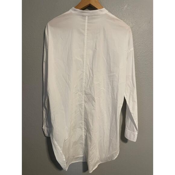 Eileen Fisher Shirt Womens Small White Mandarin Collar Button Tunic Stretch - Picture 2 of 9